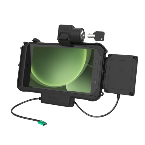 RAM-HOL-SAM58CPKL-NFCU :: RAM Locking USB-C Powered Dock for Tab Active5 & 3 with NFC Extender