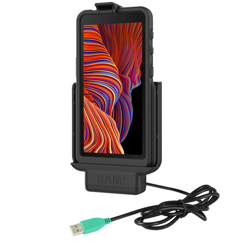 RAM-HOL-SAM79PU :: RAM EZ-Roll'r™ Powered Dock for Samsung XCover 5 with RAM Skin™
