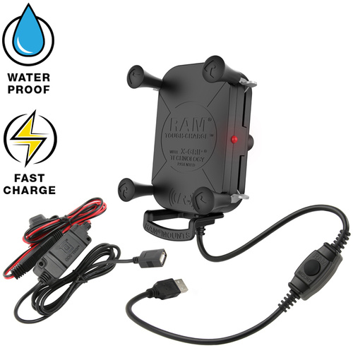 RAM-HOL-UN12WB-V7M-1 :: RAM Tough-Charge 15W Waterproof Wireless Charging Holder with Charger
