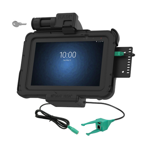 RAM-HOL-ZE10PDKL-RJ45AU ::GDS Key Locking Power + USB-A & RJ45 Dock for Zebra ET5x 8.3" & 8.4"