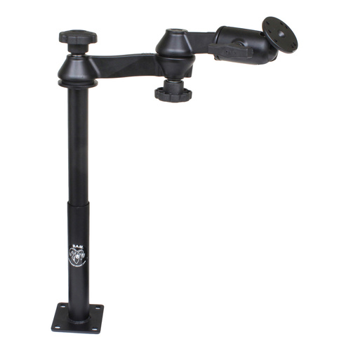 RAM-VP-SW1-129 :: RAM Tele-Pole™ with 12" & 9" Poles, Double Swing Arms & Round Plate