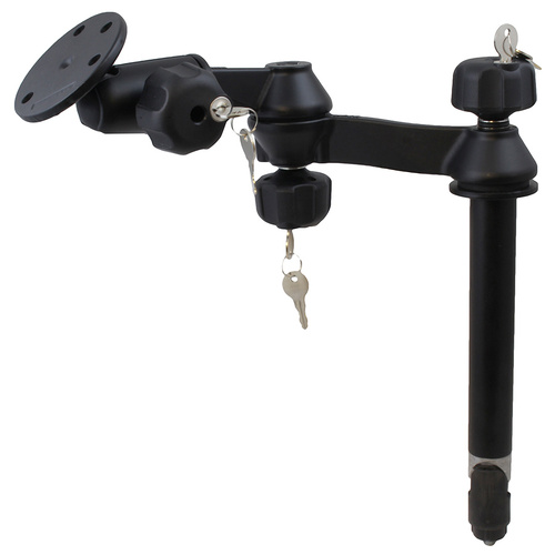 RAM-VP-SW1L-8-240 :: RAM 8" Upper Pole with Locking Double Swing Arms and Large Round Plate