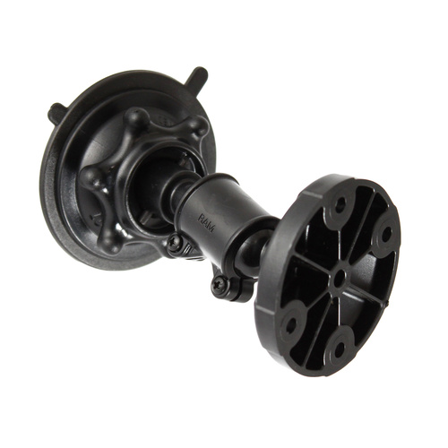 RAP-AA-167-202-AU :: RAM Snap-Link™ Short Double Socket Suction Cup Mount with Round Plate