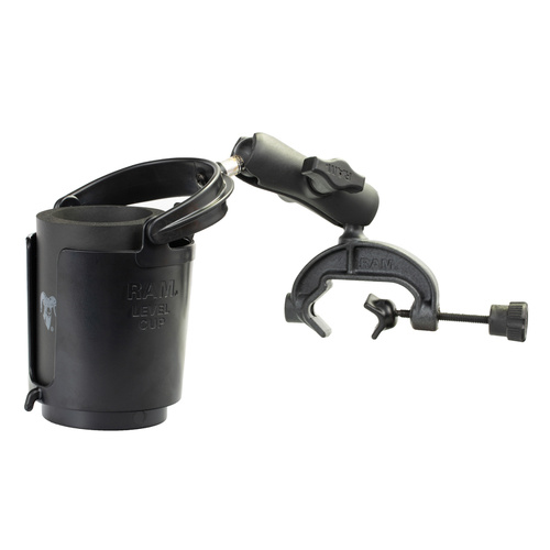 RAP-B-132CU :: RAM Level Cup™ 16oz Drink Holder with Composite Yoke Clamp Base