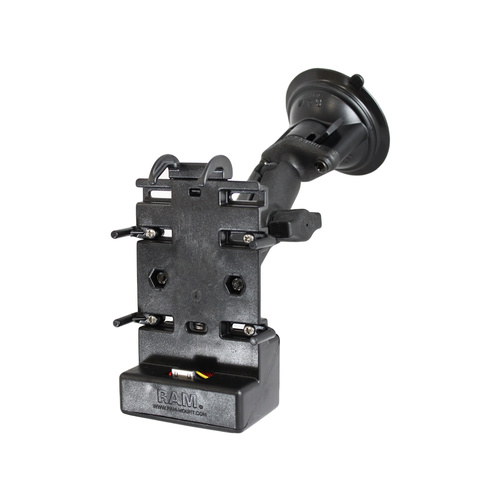 RAP-B-166-CO5PU :: RAM Composite Twist-Lock Suction Cup Mount With Powered Cradle For HP iPaq