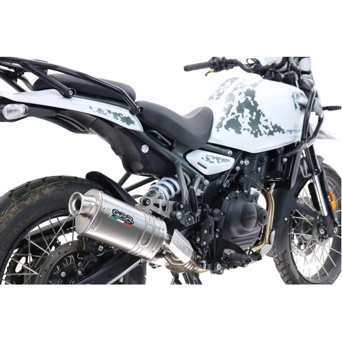 GPR Exhaust To Suit Royal Enfield Guerrilla 450  2024-2025, Dune Triovale Titanio, Homologated legal slip-on exhaust including removable db killer and
