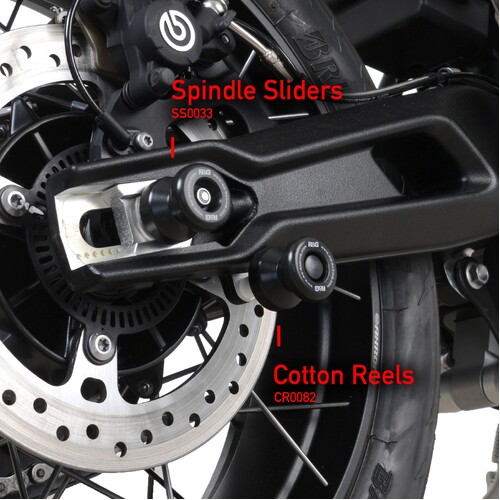 R&G Racing Spindle Sliders To Suit Triumph Tiger 800 & XC '11- / XCX & XRX '15- / XCA '18- , Tiger 900 '20- & Tiger 850 Sport '21- 