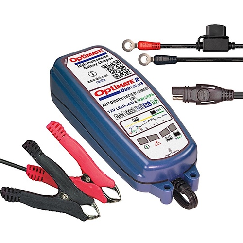 TecMate Optimate 2 Duo - Lithium and Lead Acid Smart Charger 2amp