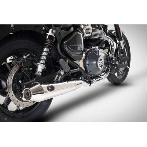Zard Stainless Steel Slip-On Exhaust To Suit Royal Enfield Super Meteor 650 (2023 - 2024) - Street Version