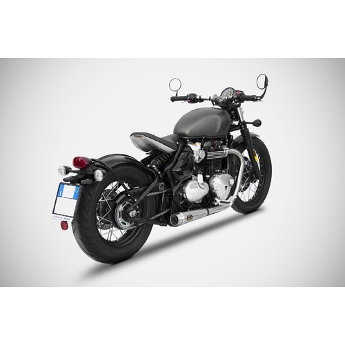 Zard Stainless Steel Slip-On Exhaust To Suit Triumph Bobber 1200 (2017 - 2020) - Racing Version, Black
