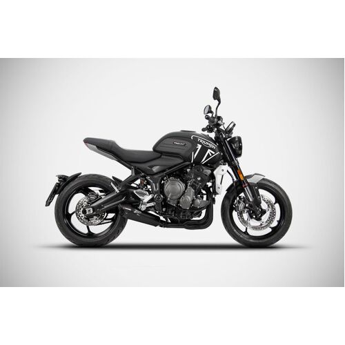 Zard Exhaust To Suit Triumph Trident 660 (2021 - Onwards) - Stainless Steel With Titanium Sleeve And Black Finish