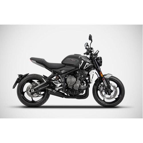 Zard Racing Exhaust To Suit Triumph Trident 660 (2021 - Onwards) - Stainless Steel With Titanium Sleeve And Black Finish
